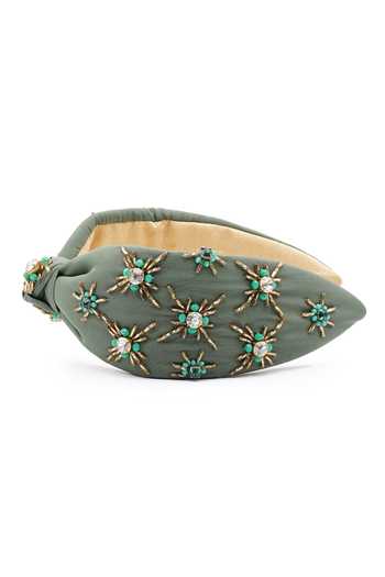 Buy_APT FOREVER_Olive Green Embroidery, Beads, Rhinestones Opulence Beaded Headband 