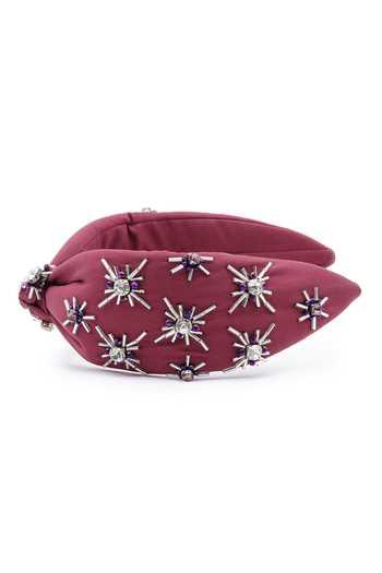 Shop_APT FOREVER_Maroon Beads, Rhinestones, Crystals Opulence Embroidered Headband _Online_at_Aza_Fashions