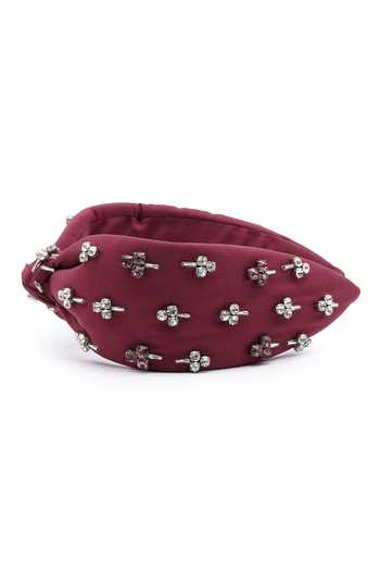 APT FOREVER_Maroon Embroidery, Beads, Rhinestones Jewelled Treasure Beaded Headband _Online_at_Aza_Fashions