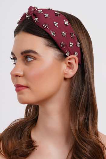 Buy_APT FOREVER_Maroon Embroidery, Beads, Rhinestones Jewelled Treasure Beaded Headband 