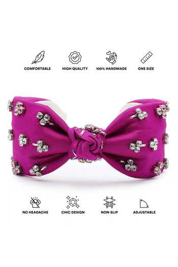 Buy_APT FOREVER_Magenta Embroidery, Beads, Rhinestones Jewelled Treasure Headband _Online_at_Aza_Fashions