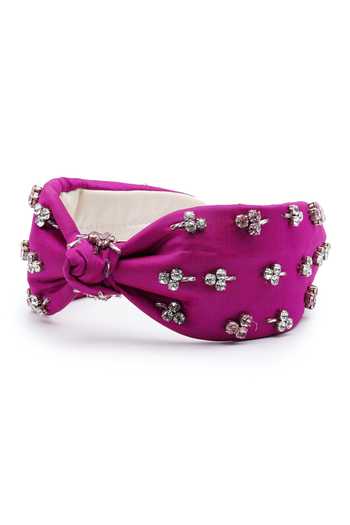 APT FOREVER_Magenta Embroidery, Beads, Rhinestones Jewelled Treasure Headband _at_Aza_Fashions