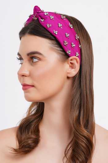 Buy_APT FOREVER_Magenta Embroidery, Beads, Rhinestones Jewelled Treasure Headband 