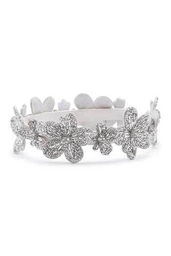APT FOREVER_Silver Beads, Crystals, Rhinestones, Fabric Magnolia Majesty Handmade Headband _Online_at_Aza_Fashions