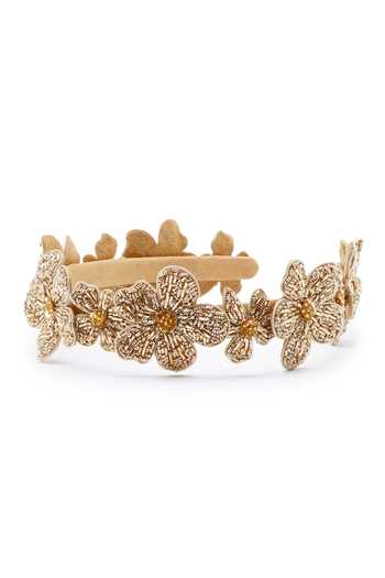 Buy_APT FOREVER_Gold Embroidery, Beads, Rhinestones Magnolia Majesty Headband _Online_at_Aza_Fashions