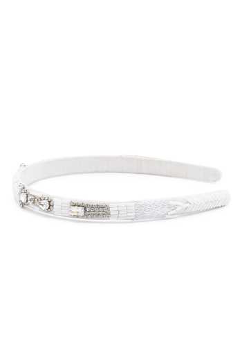 APT FOREVER_White Beads, Crystals, Rhinestones Regal Handmade Cotton Headband _Online_at_Aza_Fashions