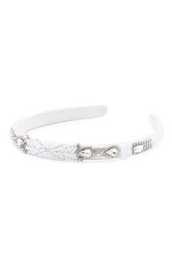 Buy_APT FOREVER_White Beads, Crystals, Rhinestones Regal Handmade Cotton Headband _Online_at_Aza_Fashions