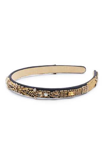 Buy_APT FOREVER_Black Beads, Rhinestones Regal Beaded Headband _Online_at_Aza_Fashions