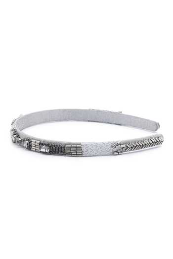 Shop APT FOREVER Grey Beads, Rhinestones Regal Beaded Thin Headband Online at Aza Fashions Shop_APT FOREVER_Grey Beads, Rhinestones Regal Beaded Thin Headband _Online_at_Aza_Fashions