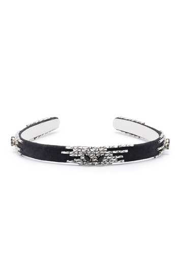 Shop APT FOREVER Black Embroidery, Beads, Rhinestones Imperial Elegance Headband at Aza Fashions Shop_APT FOREVER_Black Embroidery, Beads, Rhinestones Imperial Elegance Headband _at_Aza_Fashions