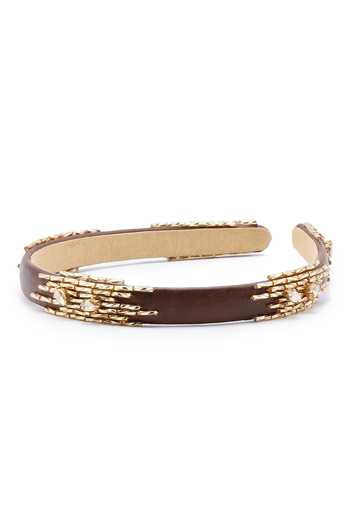 Shop_APT FOREVER_Brown Beads, Rhinestones Imperial Elegance Beaded Headband _Online_at_Aza_Fashions
