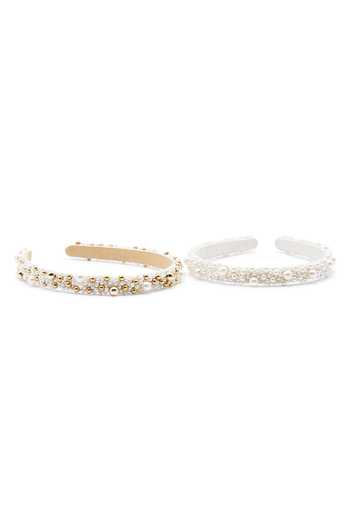 Shop_APT FOREVER_White Embroidery, Beads, Pearls, Rhinestones Pearlplex Beaded Headband _Online_at_Aza_Fashions