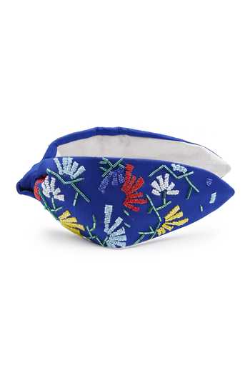 Buy_APT FOREVER_Navy Embroidery, Beads, Rhinestones Whimsy Bloom Beaded Headband _Online_at_Aza_Fashions