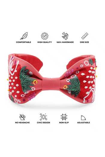 Buy_APT FOREVER_Red Embroidery, Sequins, Beads, Stones Berry Delightful Handmade Headband _Online_at_Aza_Fashions