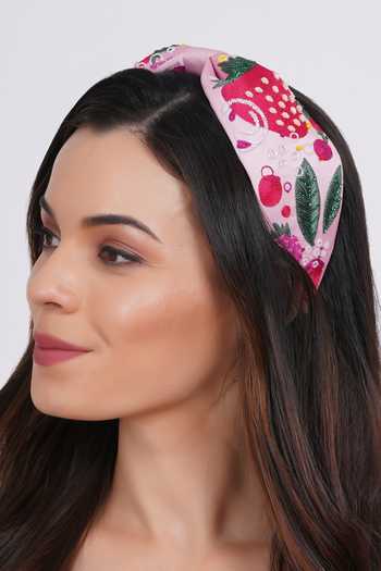 Shop APT FOREVER Pink Embroidery, Beads, Sequins, Rhinestones Beaded Cotton Headband Shop_APT FOREVER_Pink Embroidery, Beads, Sequins, Rhinestones Beaded Cotton Headband