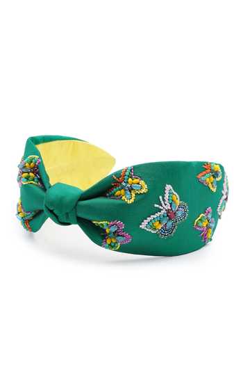 Shop APT FOREVER Green Embroidery, Beads, Rhinestones Flutterby Handmade Headband Online at Aza Fashions Shop_APT FOREVER_Green Embroidery, Beads, Rhinestones Flutterby Handmade Headband _Online_at_Aza_Fashions