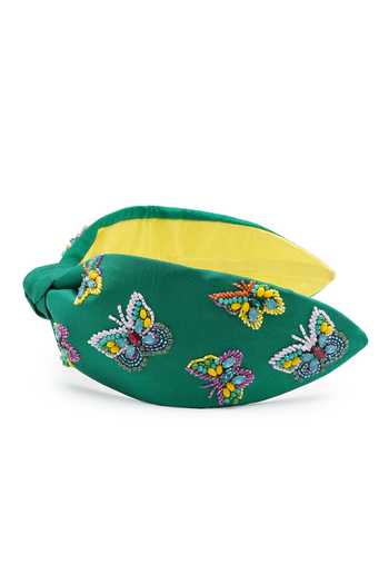 Buy APT FOREVER Green Embroidery, Beads, Rhinestones Flutterby Handmade Headband Buy_APT FOREVER_Green Embroidery, Beads, Rhinestones Flutterby Handmade Headband