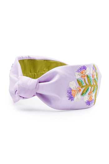 Shop APT FOREVER Lavender Embroidery, Beads, Rhinestones Whimsical Posy Headband Online at Aza Fashions Shop_APT FOREVER_Lavender Embroidery, Beads, Rhinestones Whimsical Posy Headband _Online_at_Aza_Fashions
