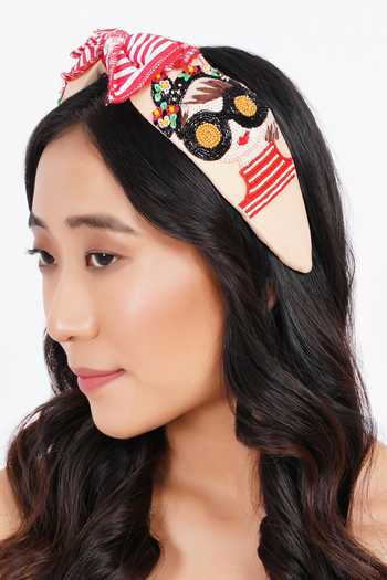 Buy_APT FOREVER_Multi Color Embroidery, Beads, Rhinestones Glam Girl Dramatic Handmade Headband 