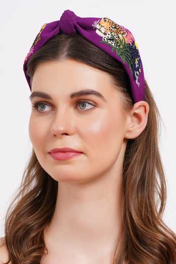 Buy_APT FOREVER_Purple Embroidery, Beads, Rhinestones Roaring Glam Feline Headband 