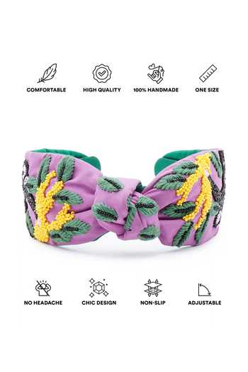 Shop_APT FOREVER_Purple Embroidery, Beads, Rhinestones Banana Drama Monkey Handmade Headband _Online_at_Aza_Fashions