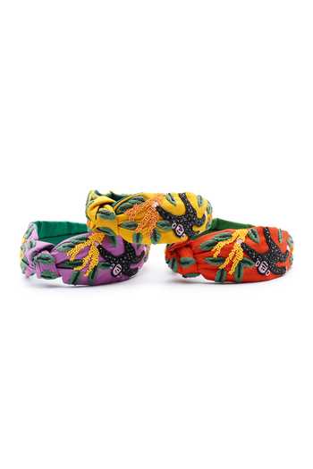 APT FOREVER_Orange Embroidery, Beads, Rhinestones Banana Drama Monkey Headband _Online_at_Aza_Fashions