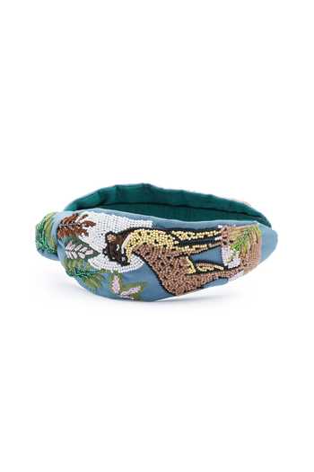 APT FOREVER Blue Embroidery, Beads Spotted Leopard Headband Online at Aza Fashions APT FOREVER_Blue Embroidery, Beads Spotted Leopard Headband _Online_at_Aza_Fashions
