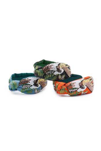 Buy APT FOREVER Blue Embroidery, Beads Spotted Leopard Headband Online at Aza Fashions Buy_APT FOREVER_Blue Embroidery, Beads Spotted Leopard Headband _Online_at_Aza_Fashions