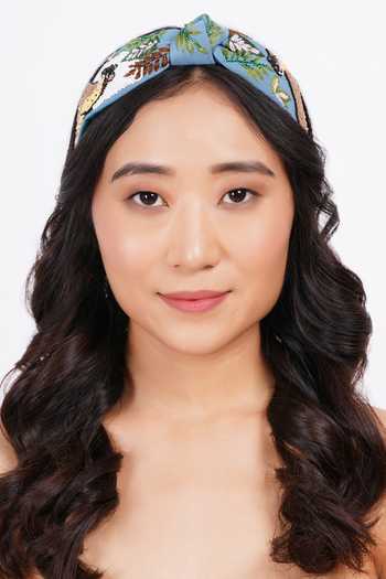 APT FOREVER Blue Embroidery, Beads Spotted Leopard Headband at Aza Fashions APT FOREVER_Blue Embroidery, Beads Spotted Leopard Headband _at_Aza_Fashions