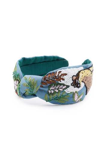 Buy APT FOREVER Blue Embroidery, Beads Spotted Leopard Headband Buy_APT FOREVER_Blue Embroidery, Beads Spotted Leopard Headband