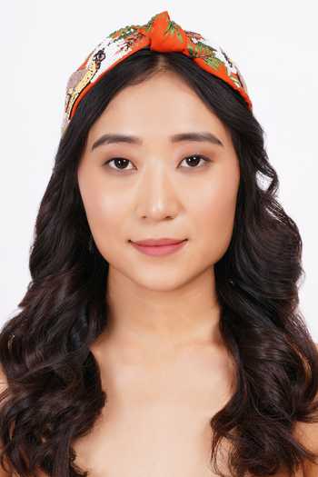 Shop_APT FOREVER_Orange Embroidery, Beads, Spotted Stealth Leopard Beaded Top Knot Headband _Online_at_Aza_Fashions