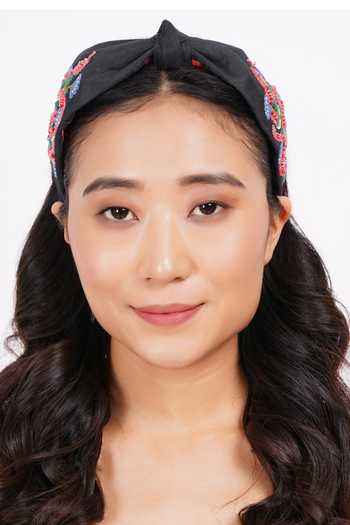 Buy_APT FOREVER_Black Embroidery, Beads, Rhinestones Serpent Slink Beaded Headband _Online_at_Aza_Fashions