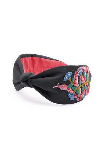 Shop_APT FOREVER_Black Embroidery, Beads, Rhinestones Serpent Slink Beaded Headband _Online_at_Aza_Fashions