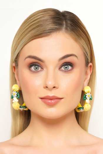 APT FOREVER_Yellow Lemon Zing Beaded Earrings _at_Aza_Fashions