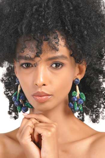 APT FOREVER_Blue Berrylicious Handmade Beaded Earrings _at_Aza_Fashions