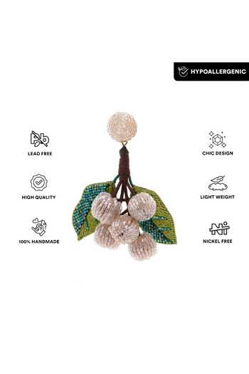 APT FOREVER_Off White Sweet Longan Handmade Beaded Earrings _Online_at_Aza_Fashions