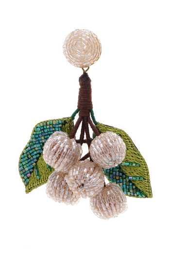 APT FOREVER_Off White Sweet Longan Handmade Beaded Earrings _at_Aza_Fashions
