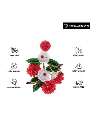 APT FOREVER_Red Tropical Rambutan Handmade Earrings _Online_at_Aza_Fashions