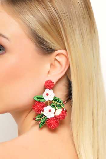 Buy_APT FOREVER_Red Tropical Rambutan Handmade Earrings 