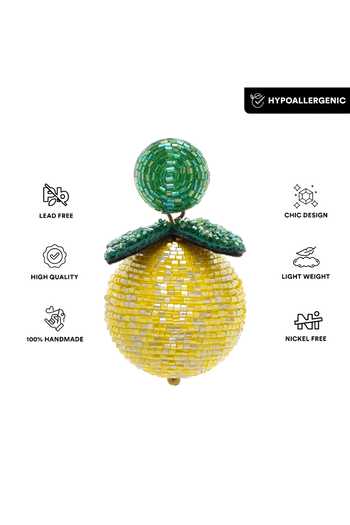 APT FOREVER_Yellow Zesty Lemon Drop Handmade Earrings _Online_at_Aza_Fashions