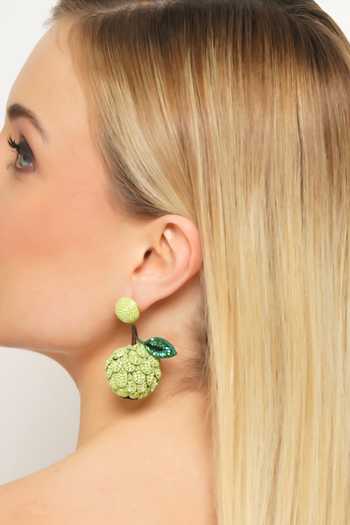 Shop_APT FOREVER_Green Creamy Custard Apple Handmade Earrings _Online_at_Aza_Fashions