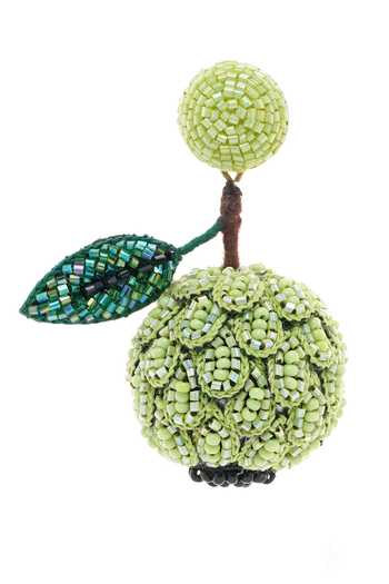 APT FOREVER_Green Creamy Custard Apple Handmade Earrings _at_Aza_Fashions