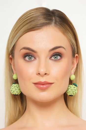 Buy_APT FOREVER_Green Creamy Custard Apple Handmade Earrings 