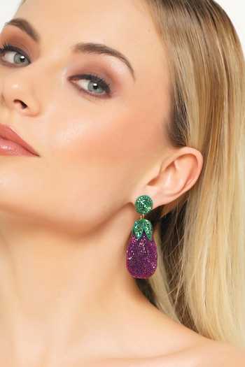 APT FOREVER_Purple Plucky Eggplant Handmade Earrings _at_Aza_Fashions