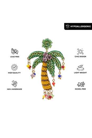APT FOREVER_Green Tropical Palm Gem Handmade Earrings _Online_at_Aza_Fashions