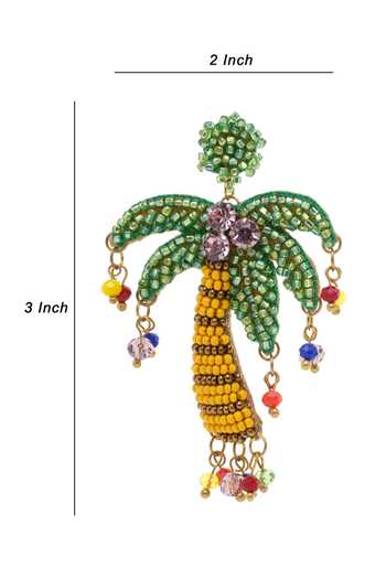 Buy_APT FOREVER_Green Tropical Palm Gem Handmade Earrings _Online_at_Aza_Fashions