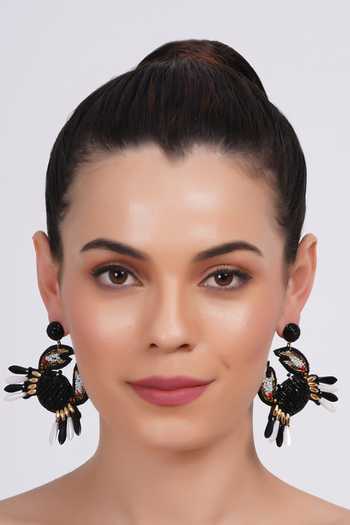 APT FOREVER_Black Cut-the-crab Dangling Earrings _at_Aza_Fashions