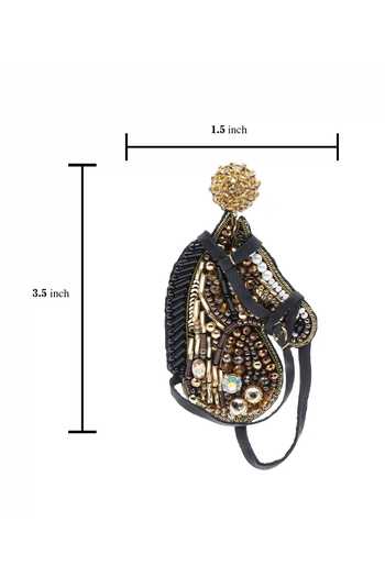 APT FOREVER_Black High Stride Horse Handmade Earrings _Online_at_Aza_Fashions