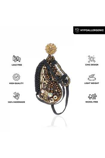 Buy_APT FOREVER_Black High Stride Horse Handmade Earrings _Online_at_Aza_Fashions