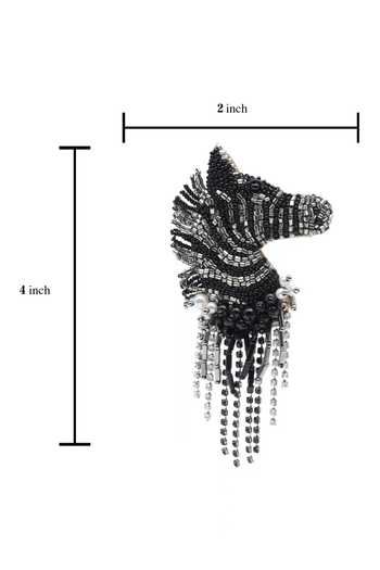Buy_APT FOREVER_Black Zen Zebra Handwork Beaded Long Drop Earrings _Online_at_Aza_Fashions